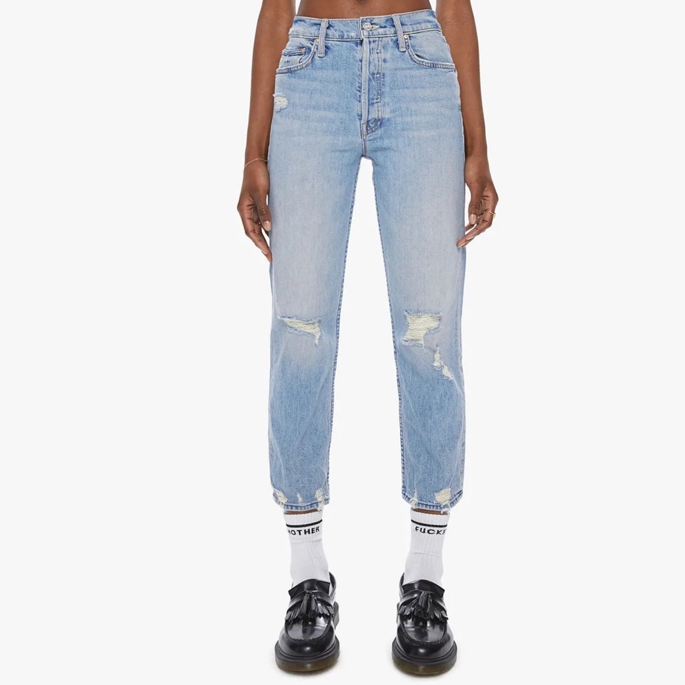 MOTHER Superior The Tomcat High Waisted Distressed Jeans Size 23